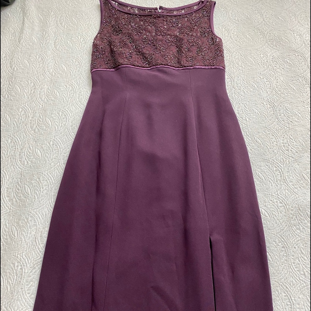 Purple Evening Gown w/ Beaded Lace Bodice NWT